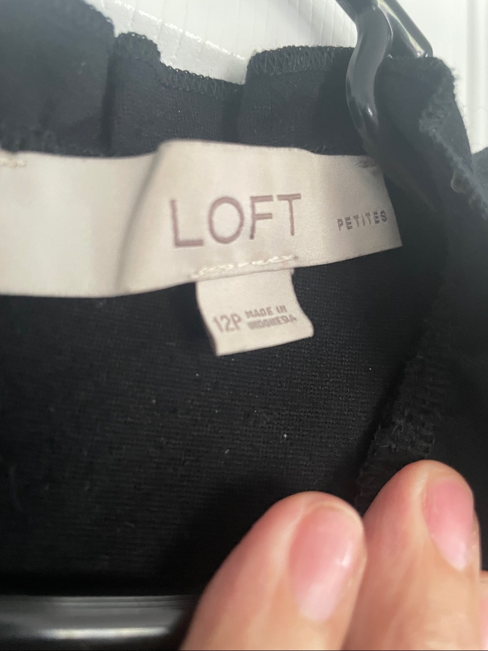 LOFT Black Sleeveless Ruffle-Trim Shift Dress in size 12Petite - Picture 2 of 6